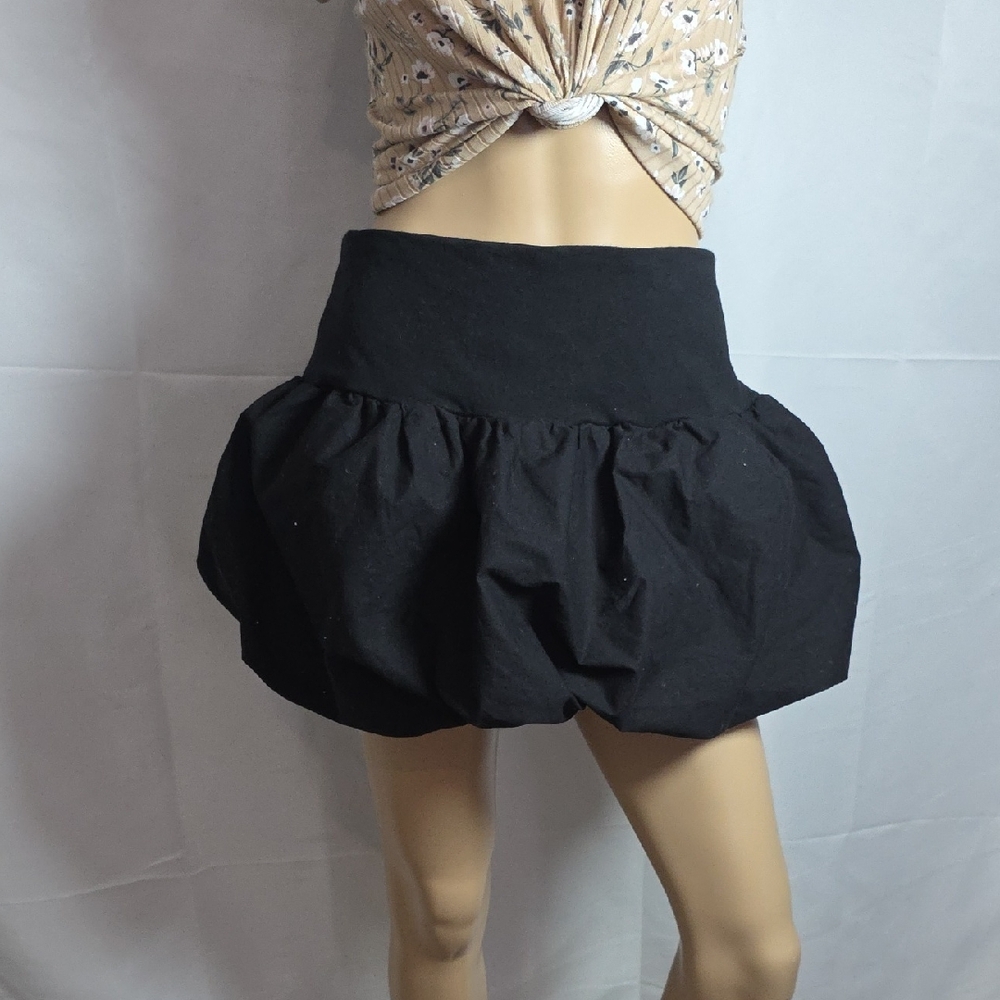 Chic Black Bubble Mini Skirt | High Waist Puffed Skirt | Trendy Streetwear Skate